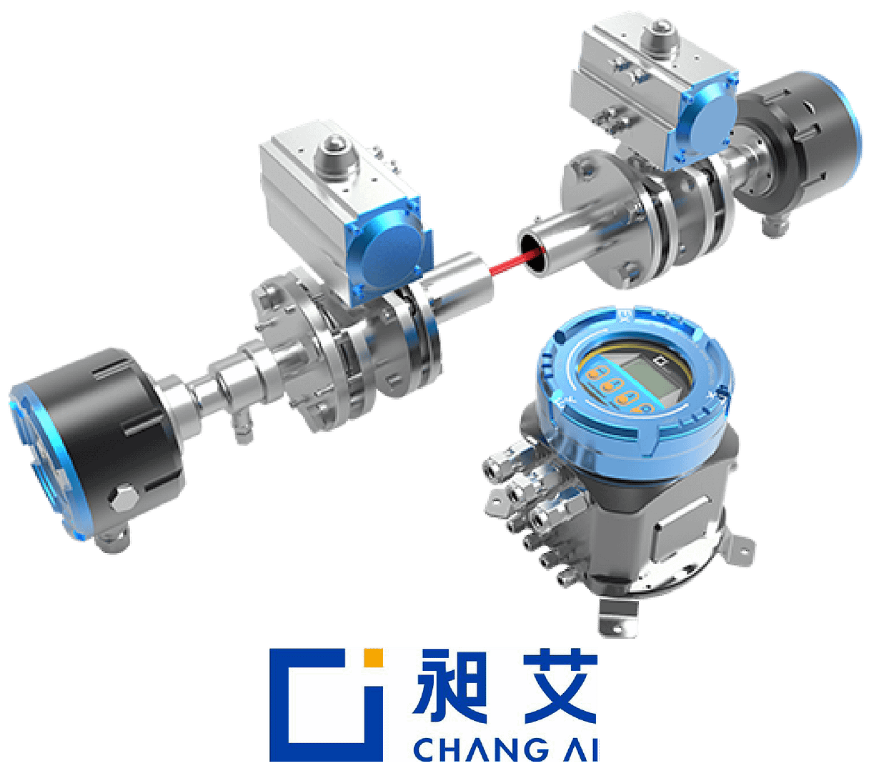 A photo of a gas analyser with the Chang Ai logo beneath it.